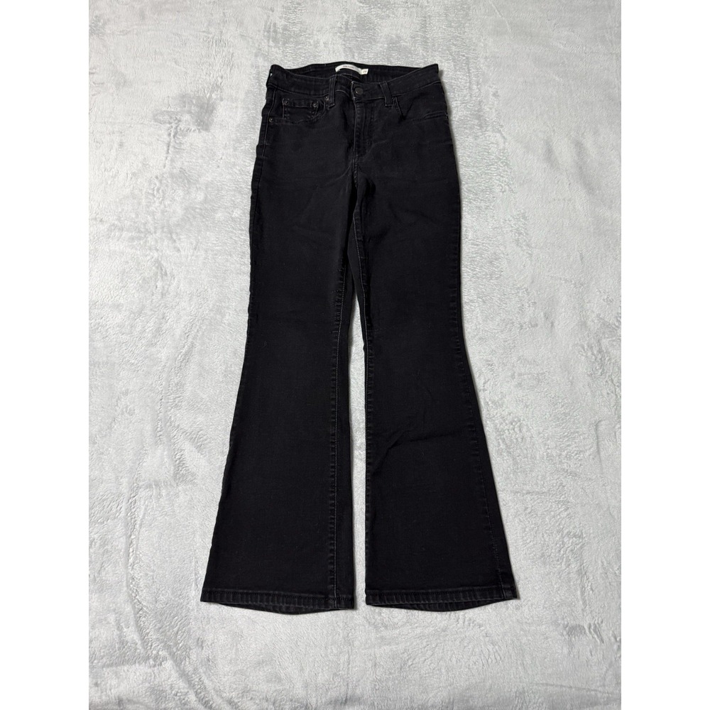 Levis 726 Flare Jeans Womens 25 Black High Rise‎ Dark Wash Stretch 25x27